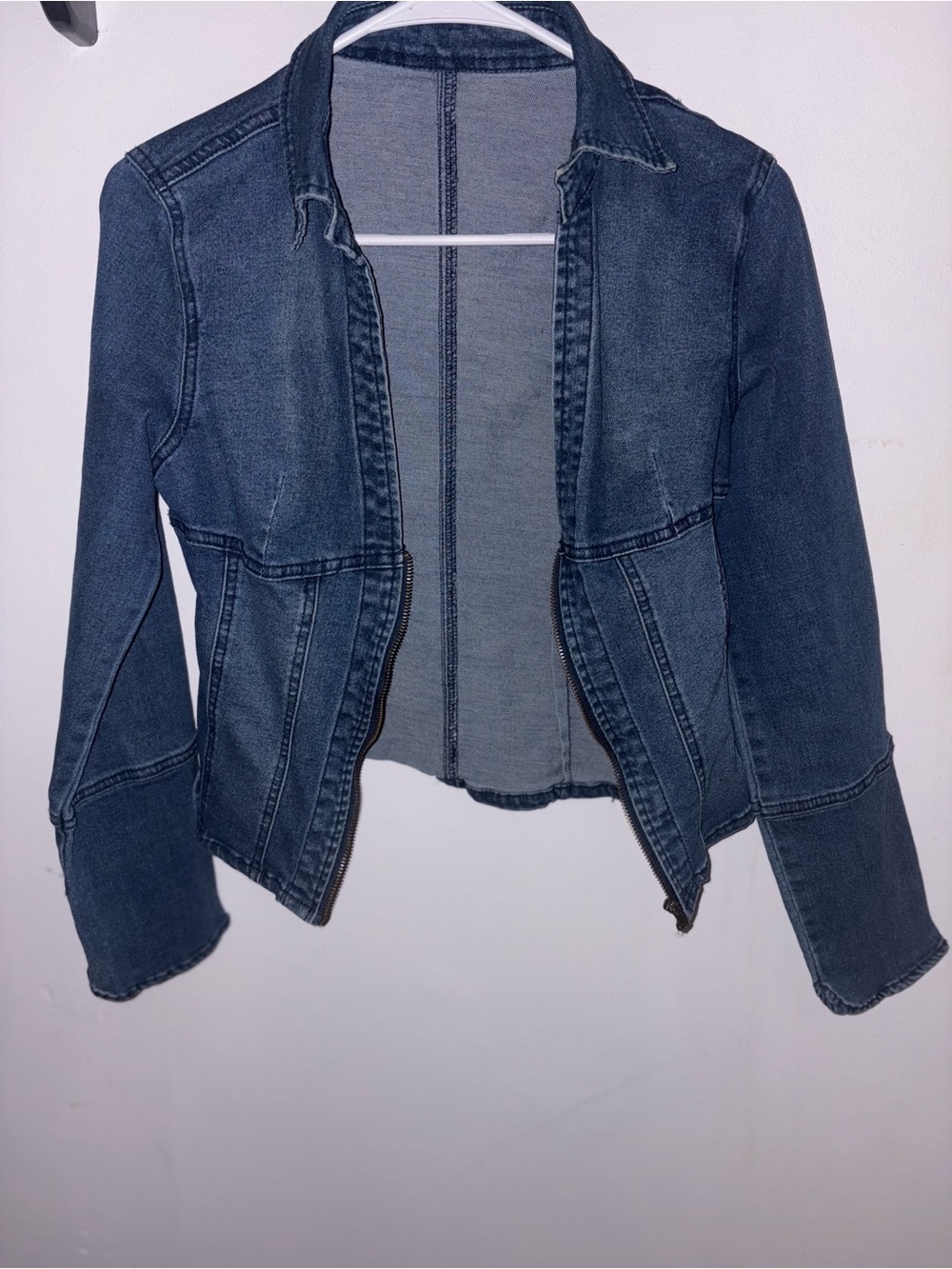 Women’s Dark Blue Denim Jacket - Classic Open Front